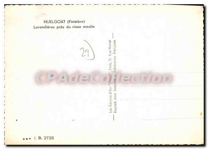 CPSM Huelgoat Finistere Lavandieres pres du vieux Moulin  — Rückseite