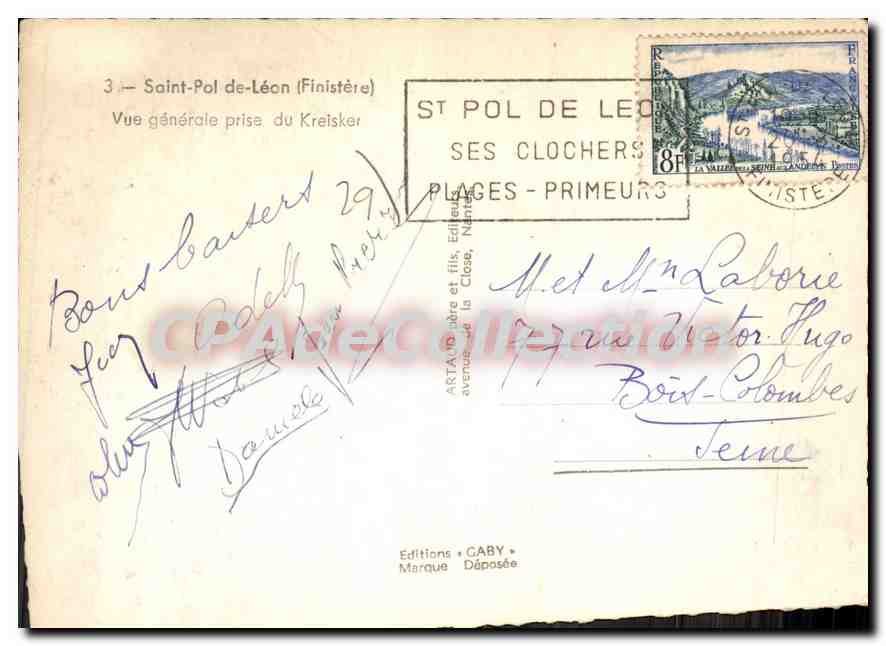 CPSM Saint Pol de Leon Finistere vue generale prise du Kreisker  — Rückseite