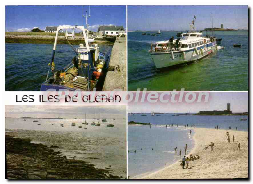 CPSM Les Iles de Glenan Finistere Debarquement sur l'Ile St Nicolas et la plage face au Fort Cigogne