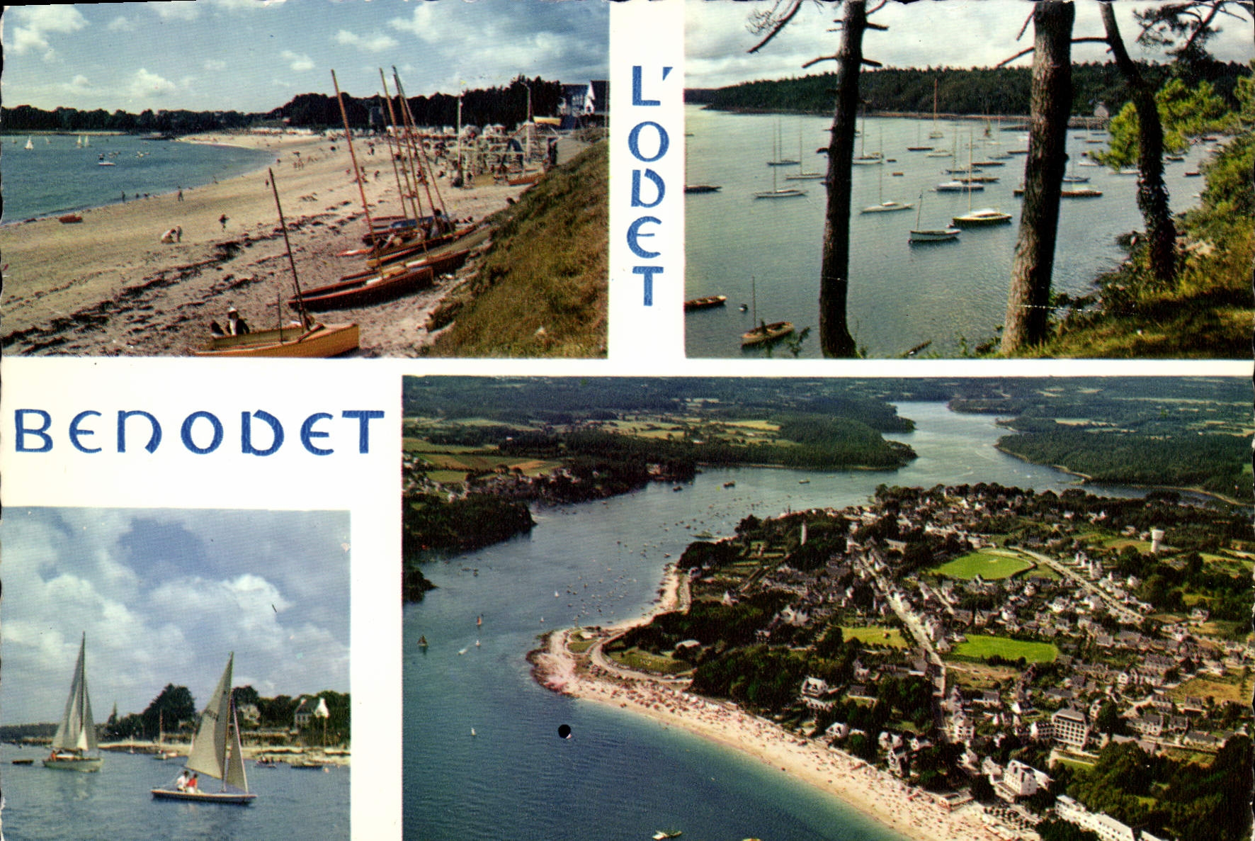 CPSM Benodet Finistere l'Odet la plage principale la Pointe de Penfould et la passe 