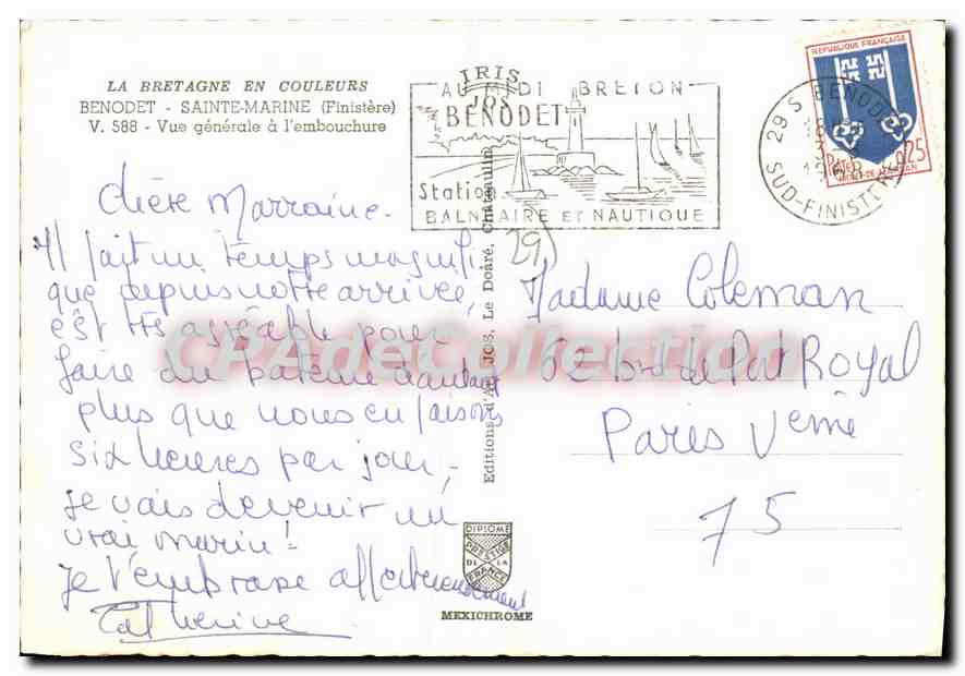 CPA Benodet Saint Marine Finistere vue generale à l'embouchure  — Rückseite