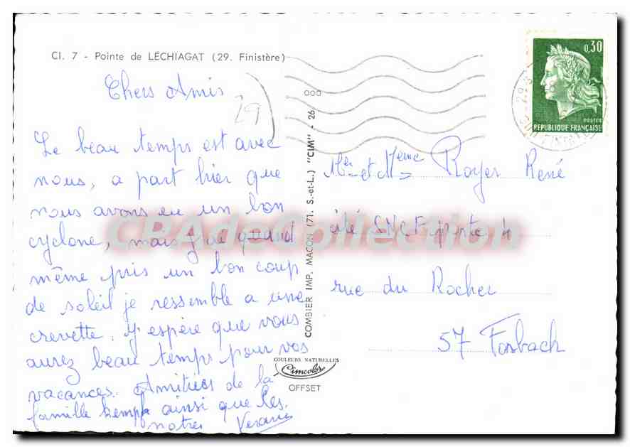 CPA Pointe de Lechiagat Finistere  — Verso