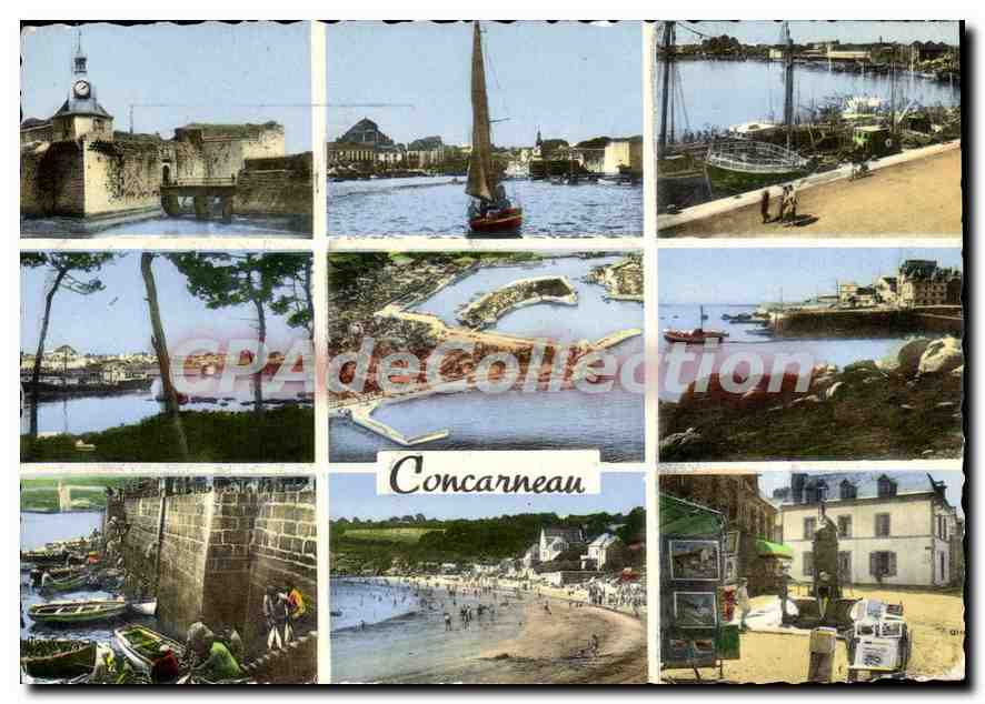 CPA Concarneau entree de la ville Close le port à Maree haute le port les rempart vue aerienne R Dur