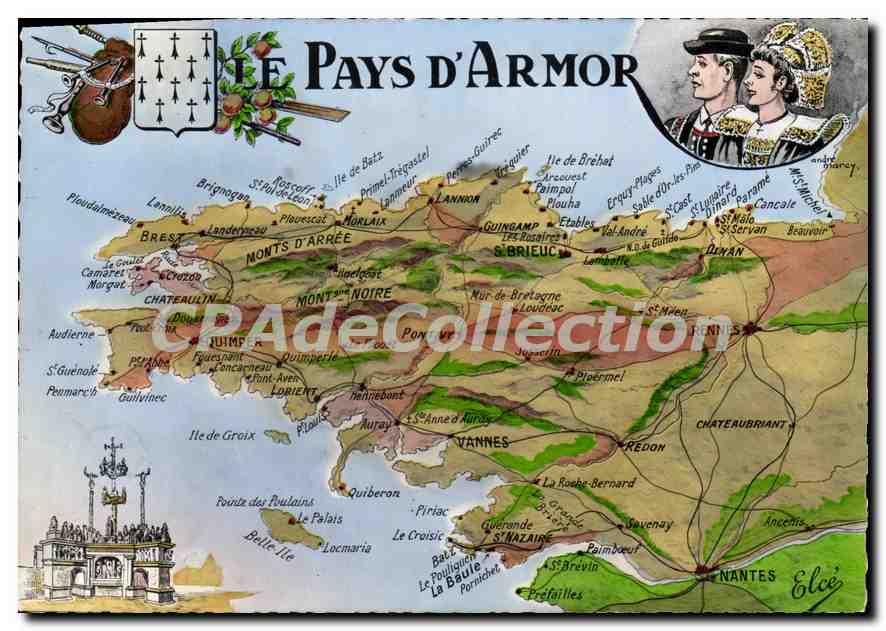 CPA Pays d'Armor carte touristique