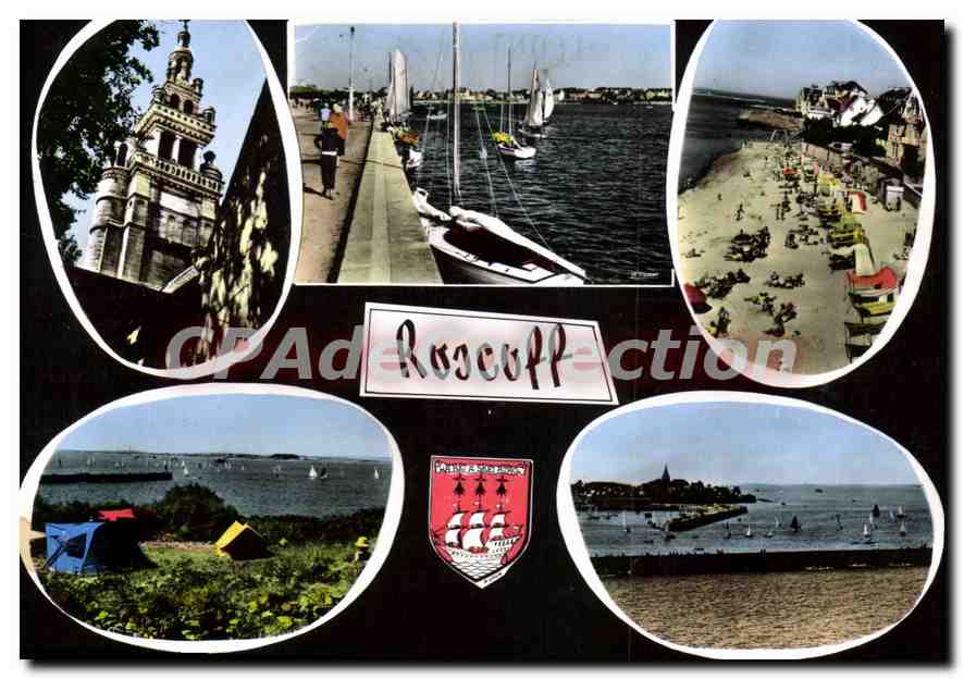 CPSM Roscoff Finistere Notre Dame de Kroaz baz Regates dans le Bassin du port la plage Camping de Sa