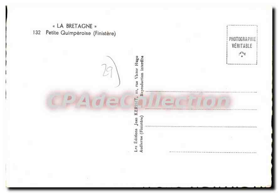 CPSM Le Bretagne petite Quimperoise Finistere  — Rückseite