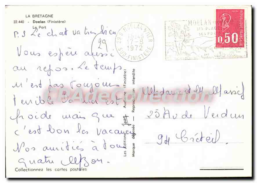 CPSM La Bretagne Doelan Finistere le port  — Rückseite