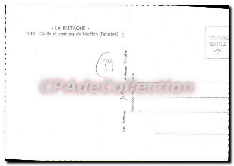 Coiffe et costume de Moëlan (Finistère) — La Bretagne — Éditions Audierne — Rückseite