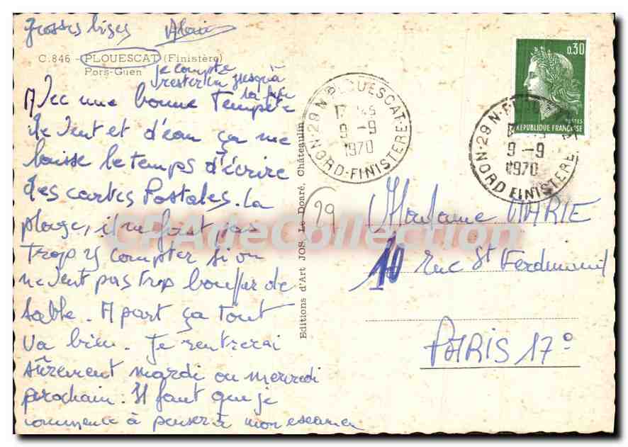 CPSM Plouescat Finistere Pors Guen  — Rückseite
