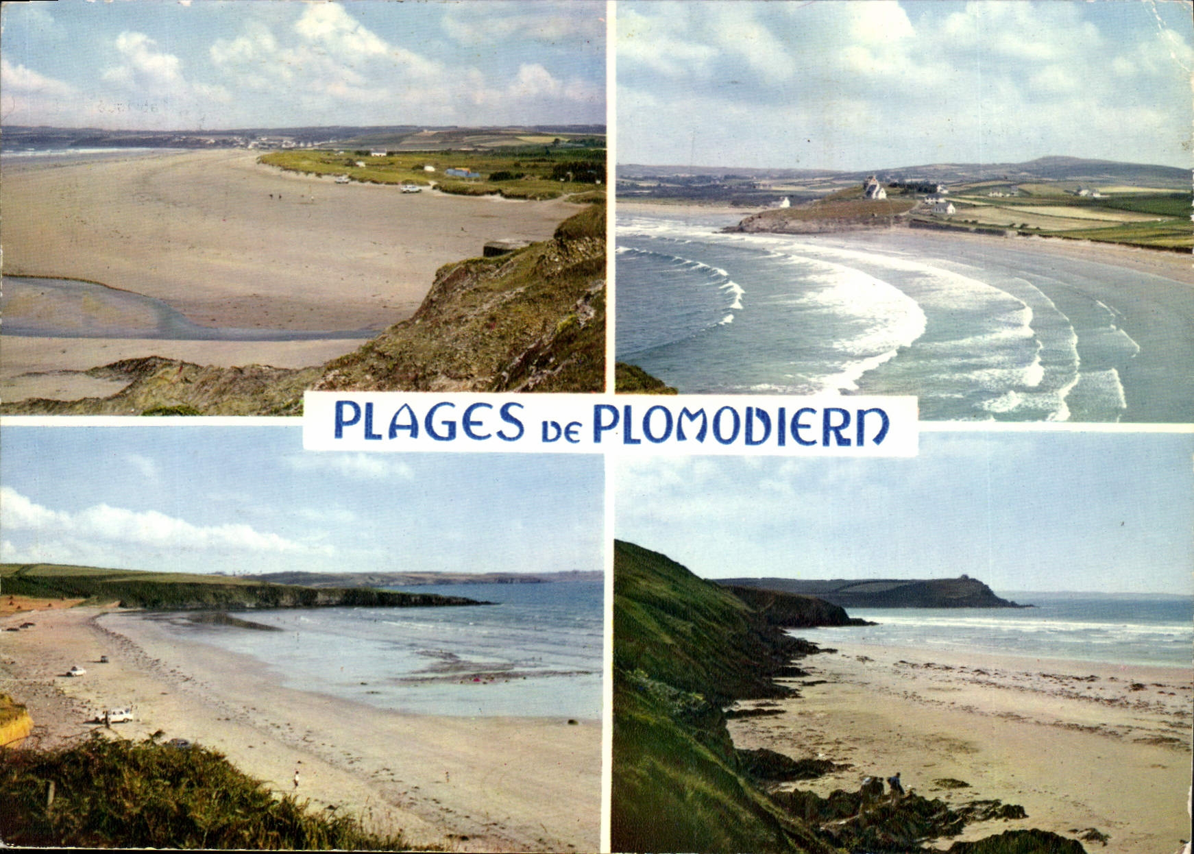 CPSM Plomodiern et ses plages la grande plage de Lestrevet la plage de Kervigen la plage de pors a V