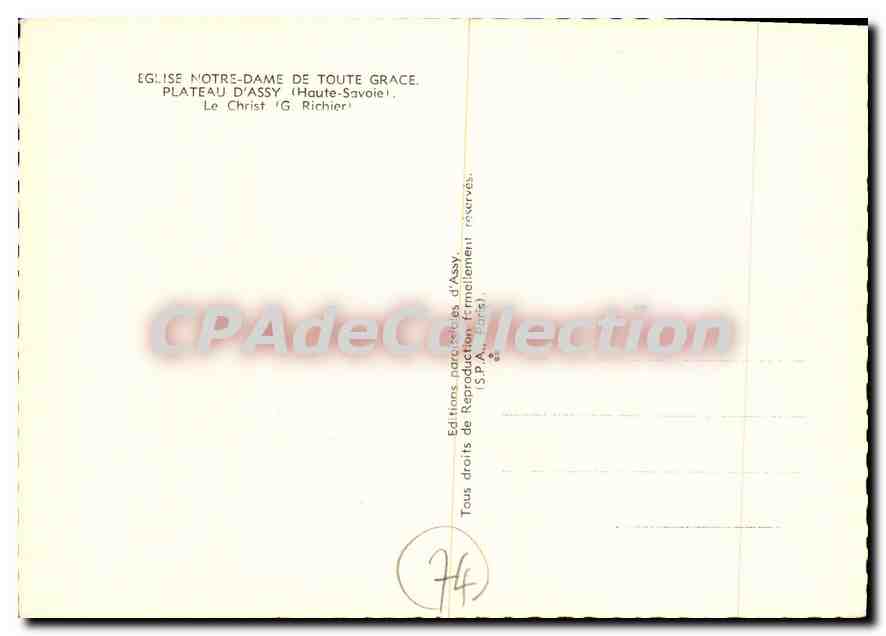 CPSM Eglise Notre Dame de Toute Grace Plateau D'Assy Hte Savoie  — Verso