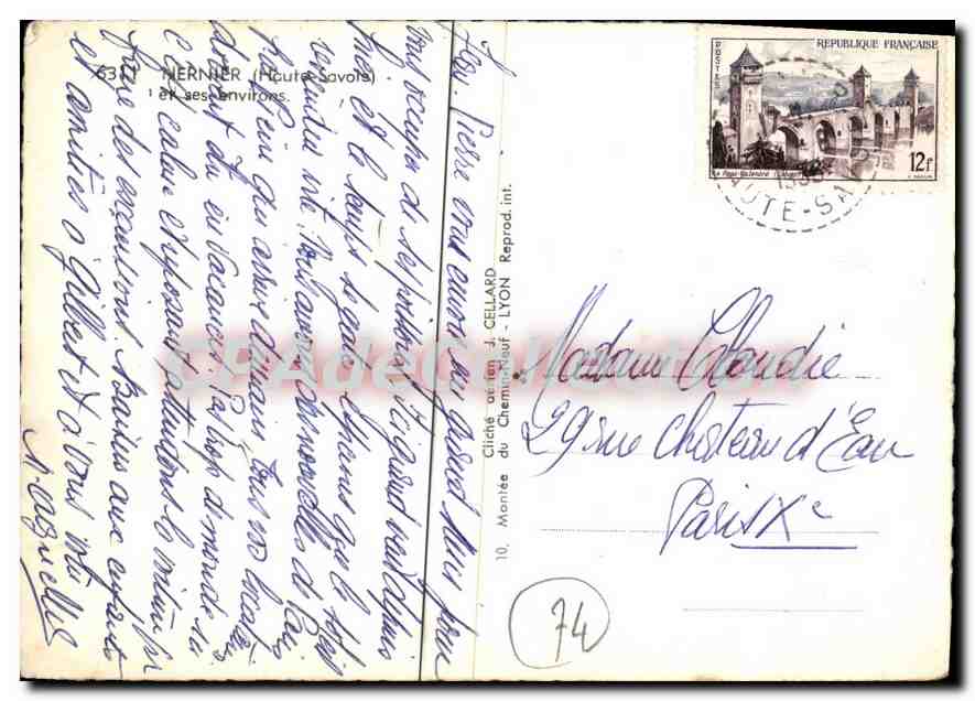 Nernier (Haute-Savoie) und Umgebung — Luftbild — J. Cellard, Lyon — Rückseite