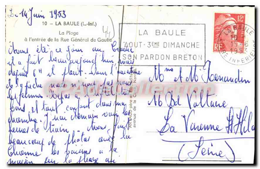 CPA La Baule L Inf La Plage a l'Entree de la Rue General de Gaulle  — Rückseite