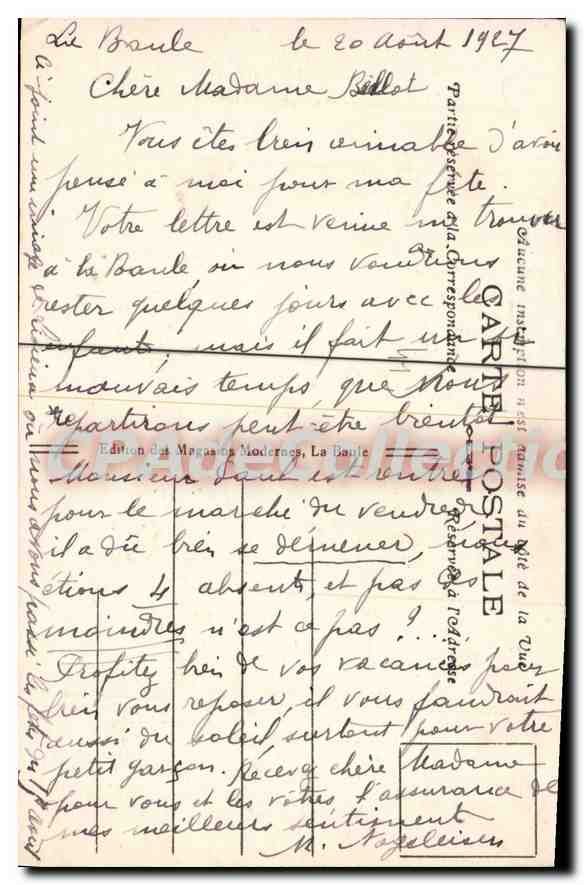 CPA La Baule sur Mer L Inf La Plage vers Pornichet  — Rückseite