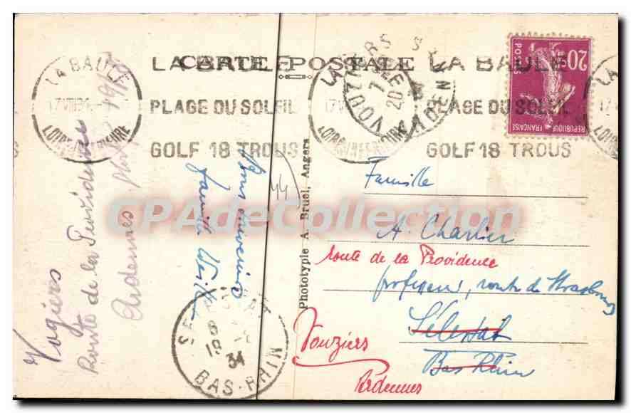 CPA La Baule sur Mer L Inf Le Casino Municipal  — Rückseite