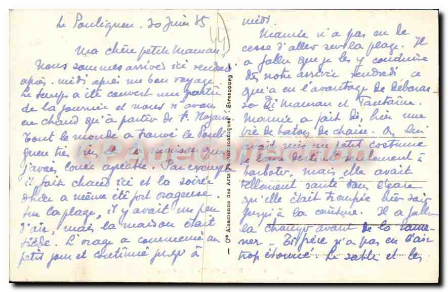 CPA Le Pouliguen La Plage  — Verso