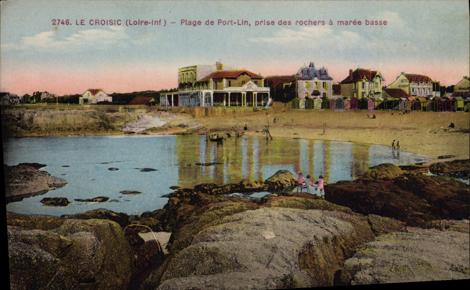CPA Le Croisic L Inf Plage de Port Lin prise des Rochers à maree basse 