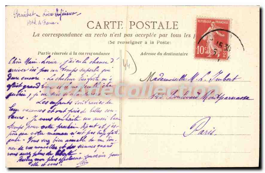 CPA Environs de Pornichet L Inf La Pointe de Chemoulin  — Rückseite