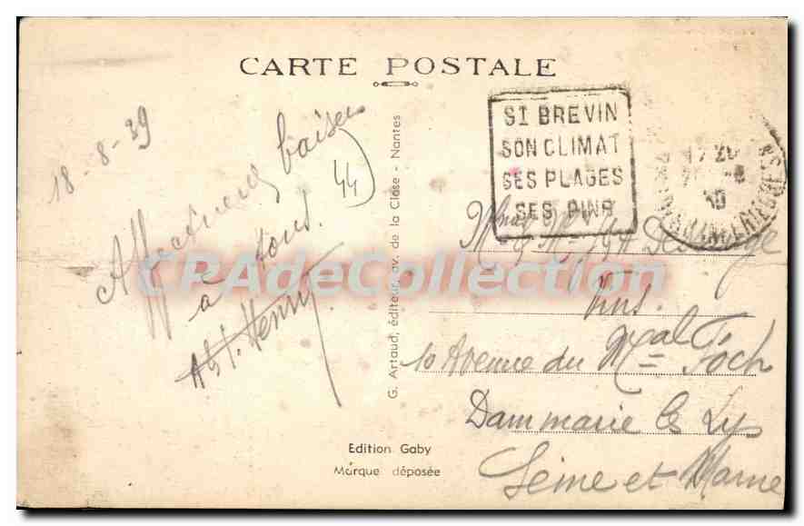 CPA Prefailles L Inf La Roche creuse et la Cote St Gildas  — Rückseite