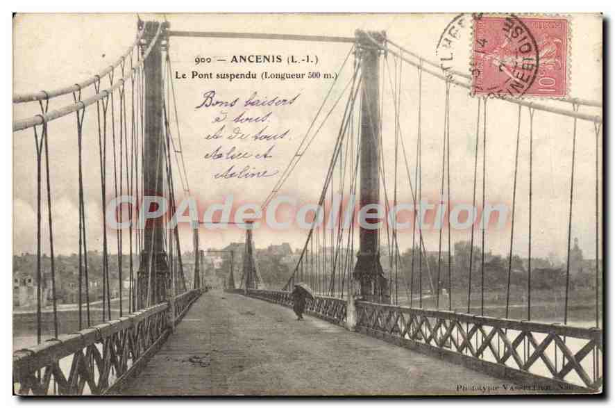 CPA Ancenis L I le Pont suspendu 