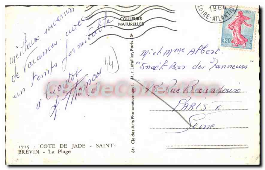 CPA Cote de Jade St Brevin La Plage  — Rückseite
