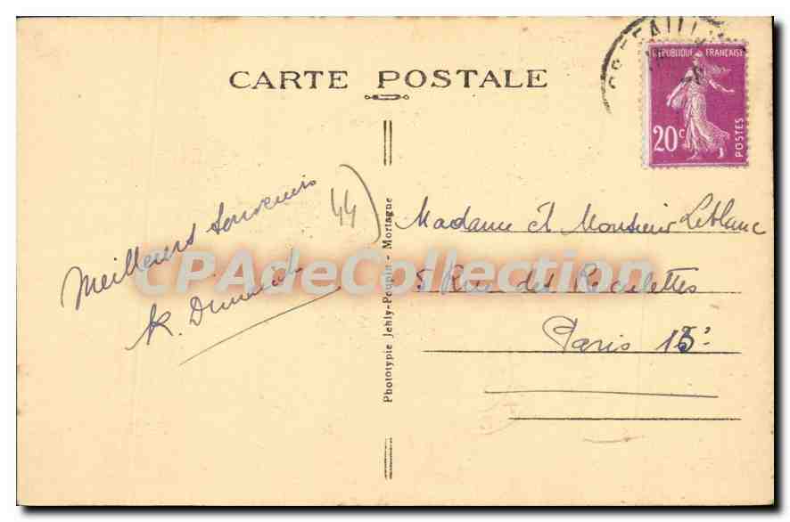 CPA Prefailles Le Casino et le Plateau  — Rückseite