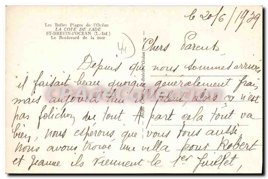 CPA St Brevin l'Ocean L Inf Le Boulevard de la Mer  — Rückseite