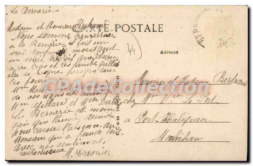 CPA La Bernerie L Inf La Plage vers les Falaises  — Rückseite