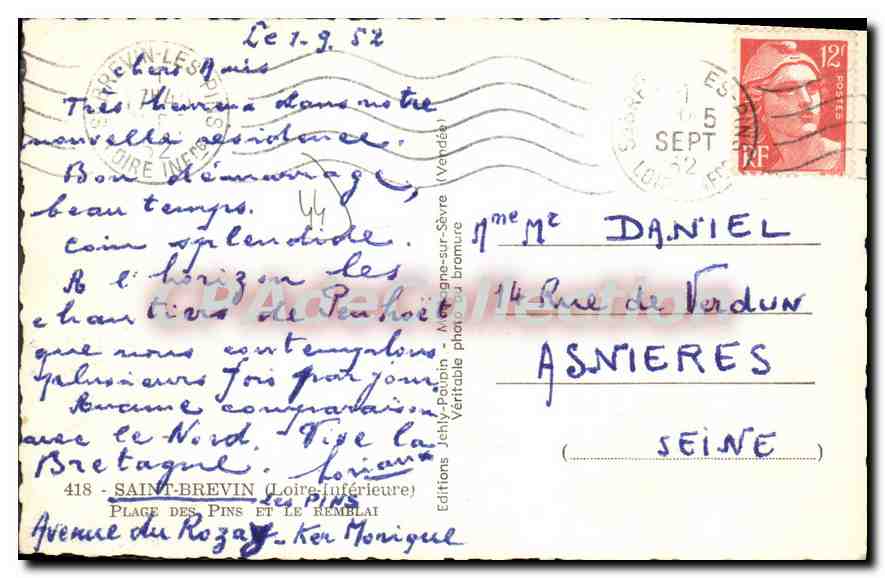 CPA St Brevin L Inf Plage des Pins et le Remblai — Rückseite