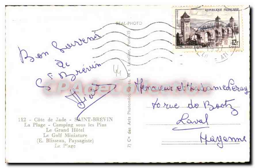 CPA Cote de Jade St Brevin La Plage Camping sous les Pins Le Grand Hotel golf — Rückseite