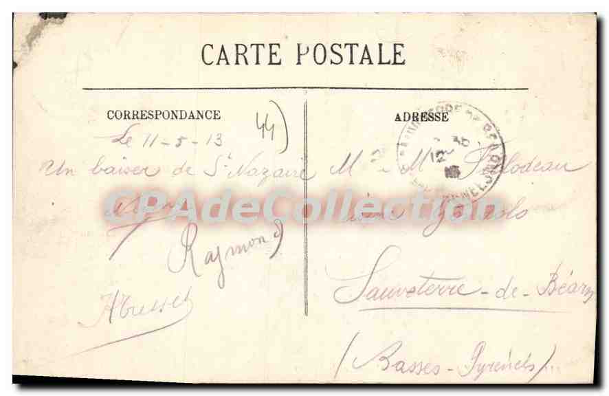 CPA St Nazaire Le Boulevard et le Square  — Verso