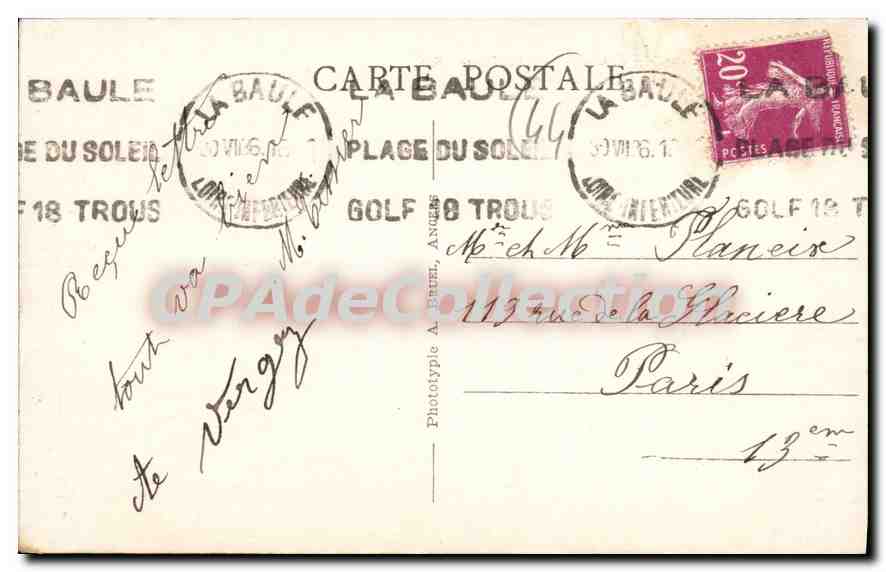 CPA La Baule sur Mer L Inf La Plage  — Verso
