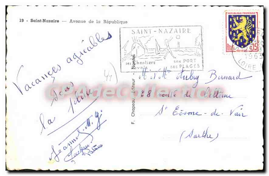 CPA St Nazaire L'Avenue de la Republique  — Verso