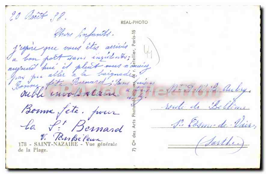 CPA St Nazaire Vue generale de la Plage  — Verso