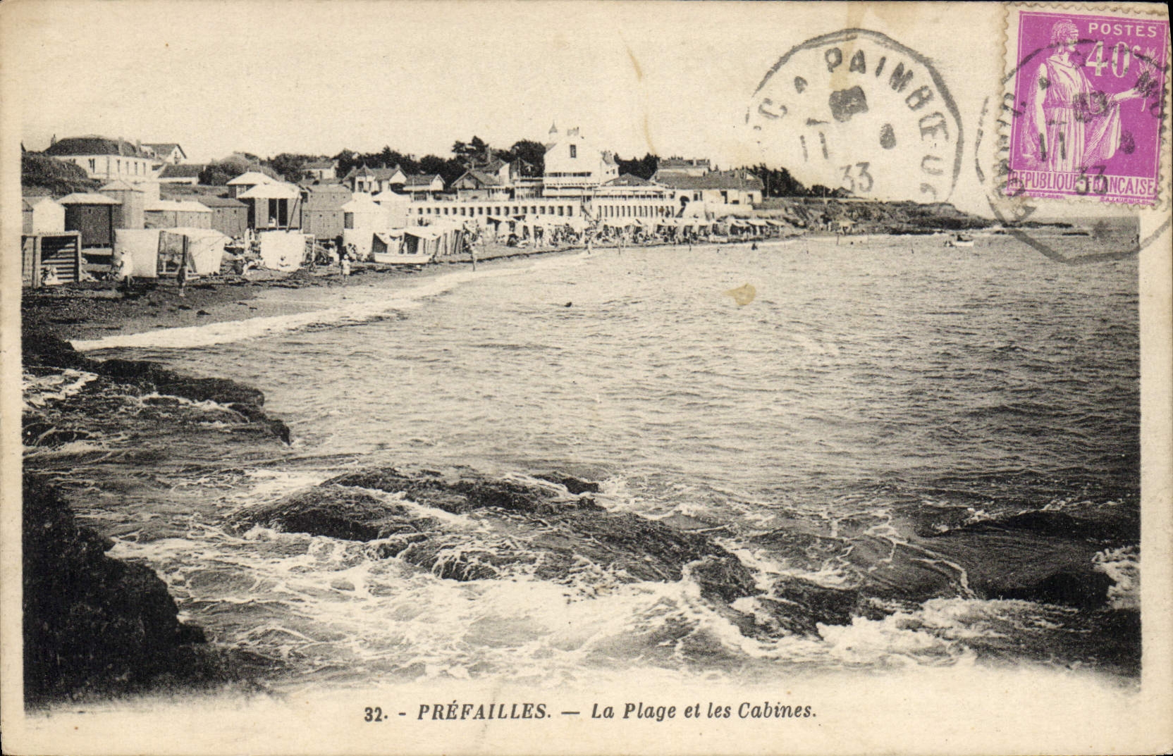 CPA Prefailles La Plage et les Cabines 