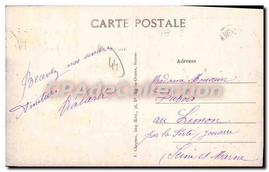 CPA Le Pouliguen Loire Inf La Plage vers Penchateau  — Verso