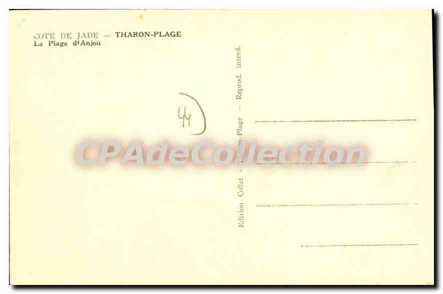 CPA La Cote de Jade Tharon Plage La plage d'Anjou  — Rückseite