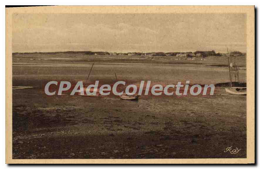 CPA La Cote de Jade Le Cormier Le Port à maree basee Au Loin vue generale de la Plage de Tharon 