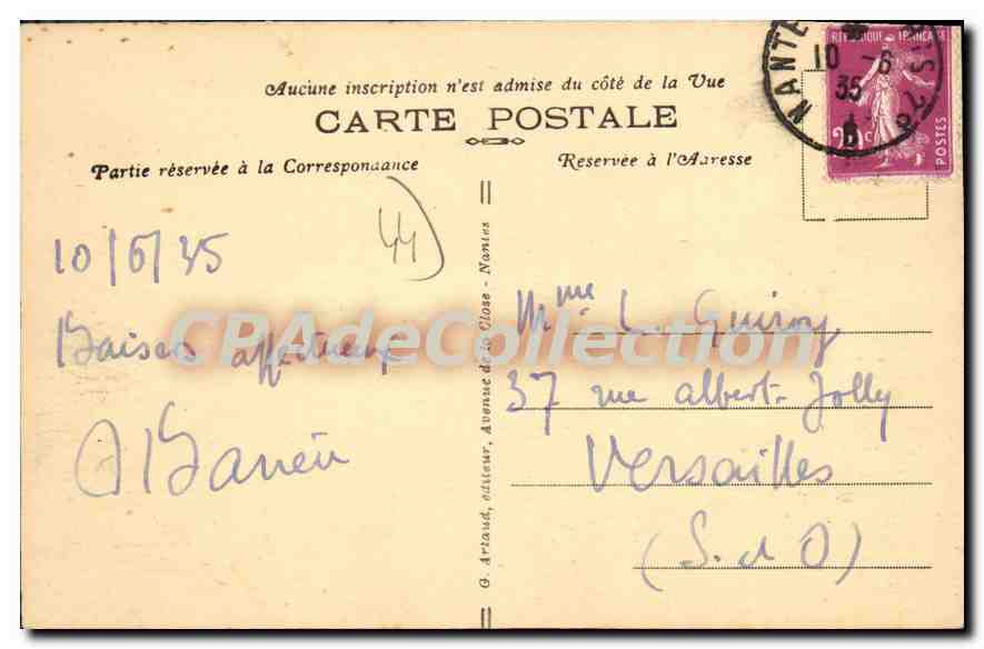 CPA Pornichet La Plage à maree montante  — Rückseite