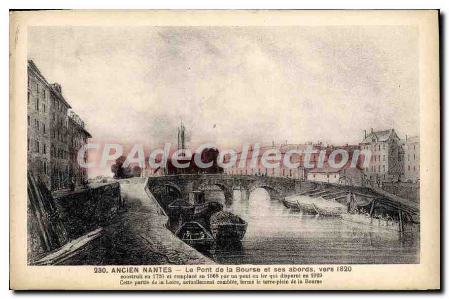 CPA Ancien Nantes Le Pont de la Bourse et ses abords vers 1820 