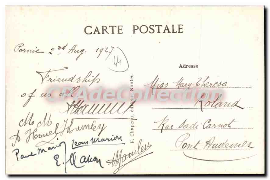 CPA Pornic Loire Inf Cote et Plage de Birochere  — Rückseite