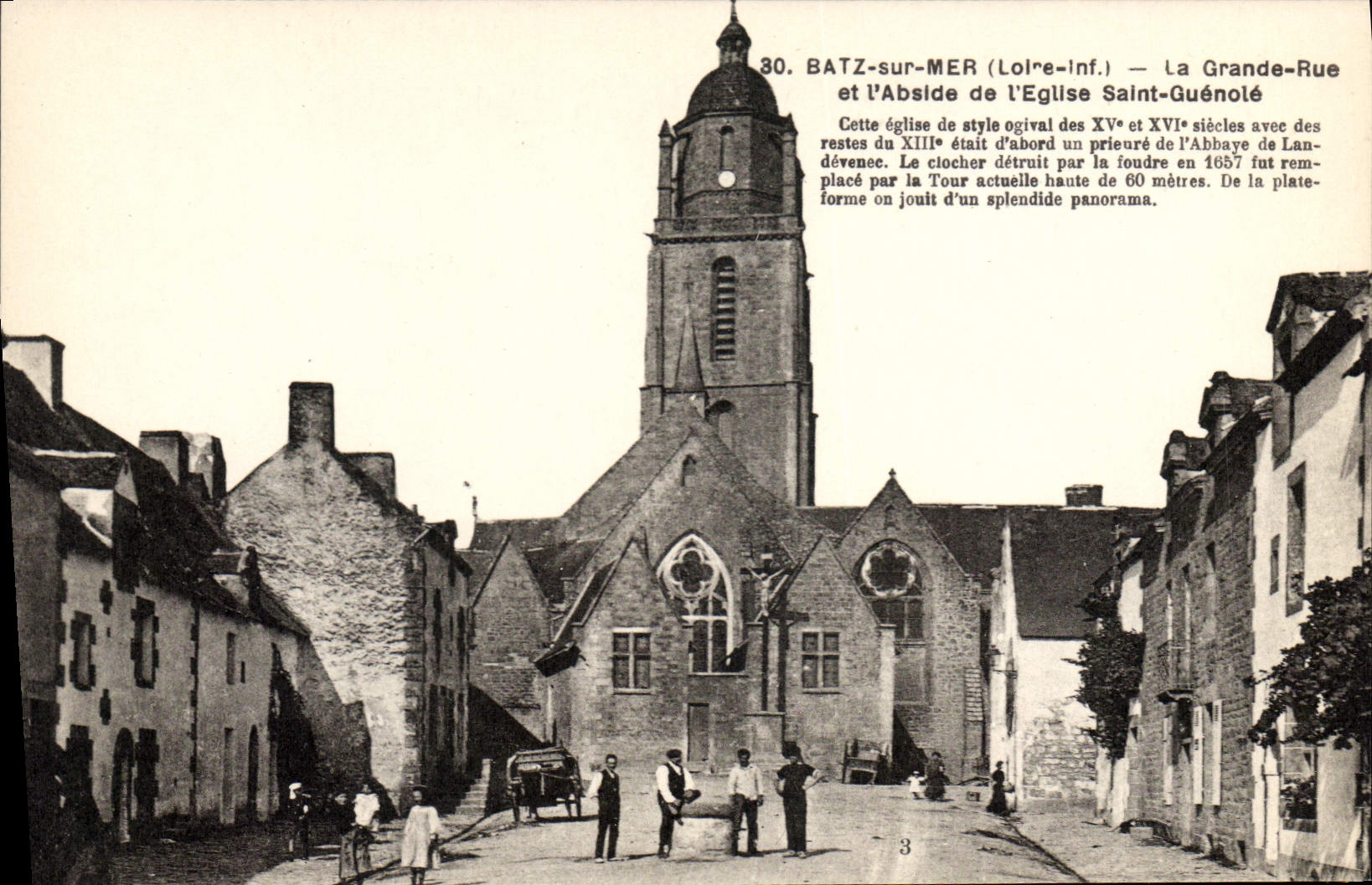CPA Batz sur Mer Loire Inf La Grande Rue et l'Abside de l'Eglise Saint Guenole 