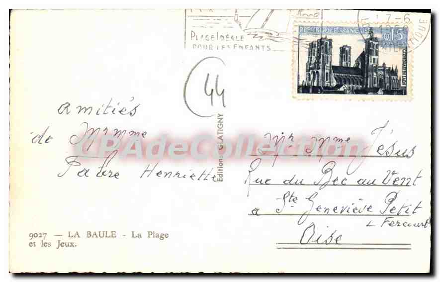 CPA La Baule La Plage et les Jeux  — Rückseite