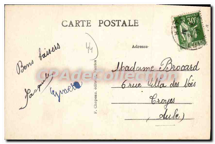 CPA Batz sur Mer Loire Inf La Plage Saint Michel et le Menhir de Pierre Longue  — Verso