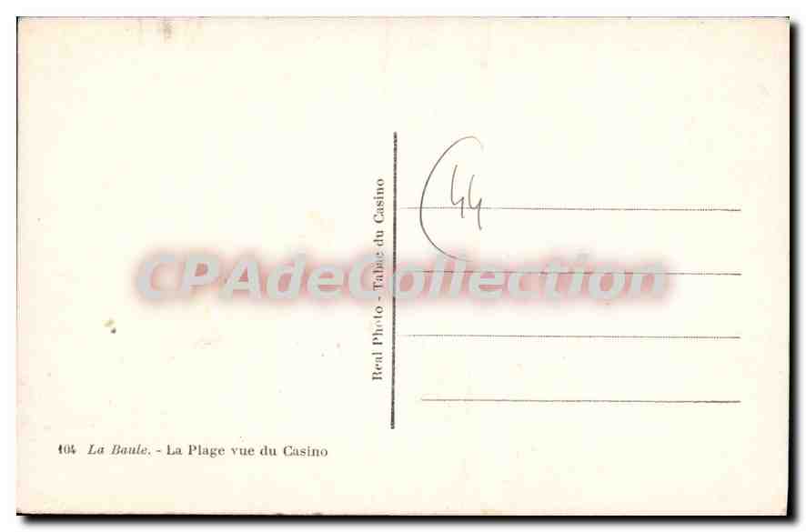 CPA La Baule La Plage vue du Casino  — Verso