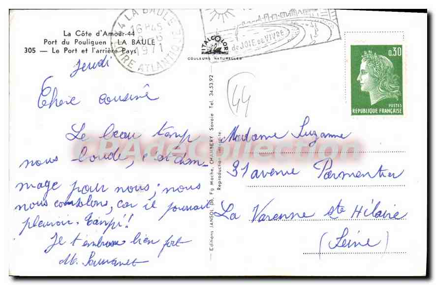 CPA La Cote d'Amour Port du Pouliguen La Baule Le Port et l'arriere Pays  — Verso