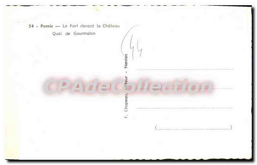 CPA Pornic Le Port devant de Chateau Quai de Gourmalon  — Rückseite