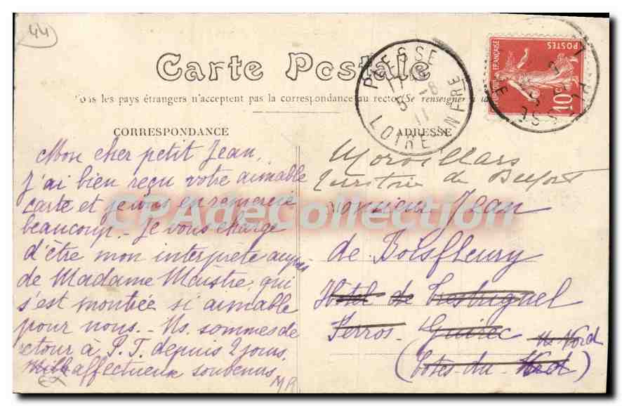 CPA Plesse L Inf Le Chateau de Pont Foret Le Pont l'Etang  — Rückseite