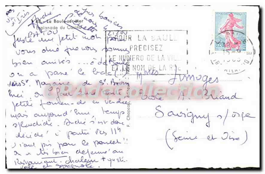 CPA La Baule sur Mer Esplanade du Casino  — Verso