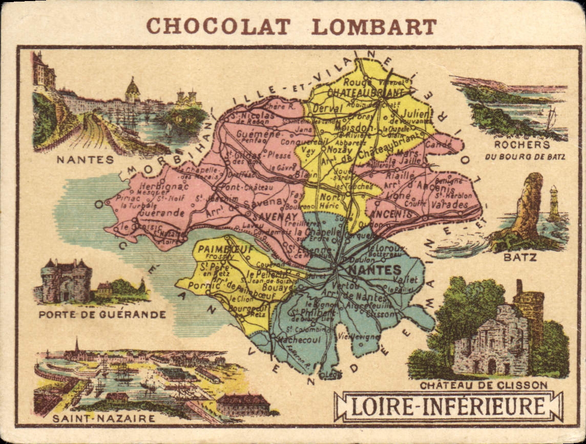 CPA Chocolat Lombart Loire Inferieure Chateau de Clisson Batz Rochers Nantes Porte de Guerande Saint